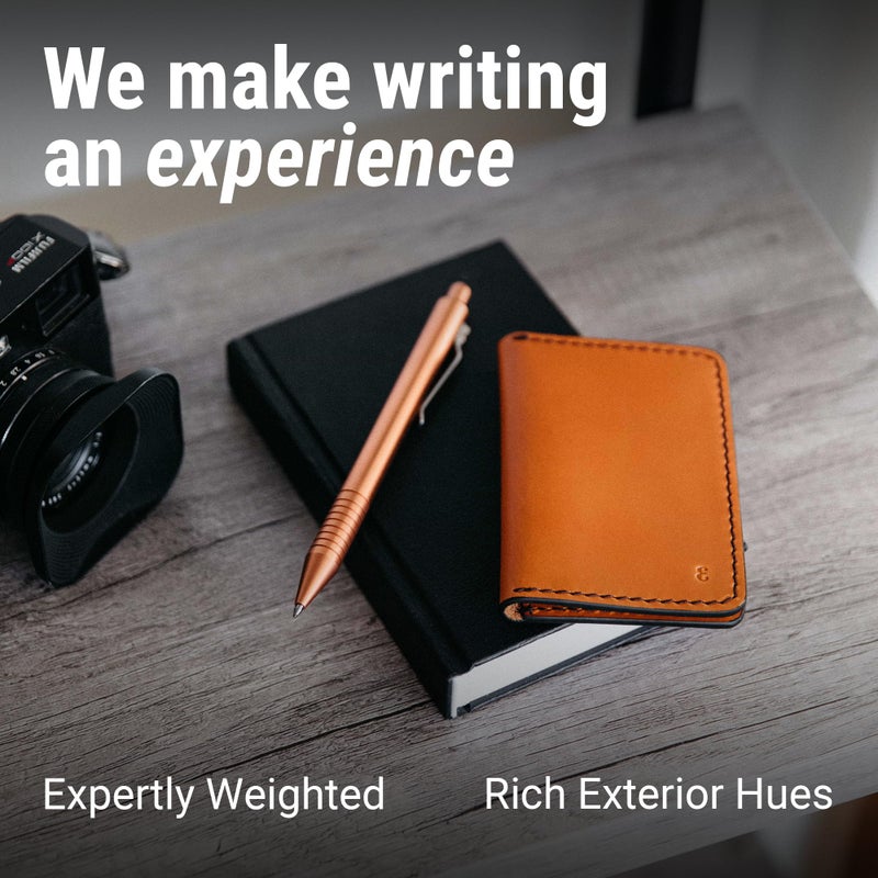 Everyman Rose Gold Grafton Full Click Refillable 0.7mm Gel Ink Pen | Sleek Anodized Aluminum EDC Pen with Deep Grooved Grip | Smooth Writing Pocket Pen for Office, Travel, Gifting & Daily Use - Image 3
